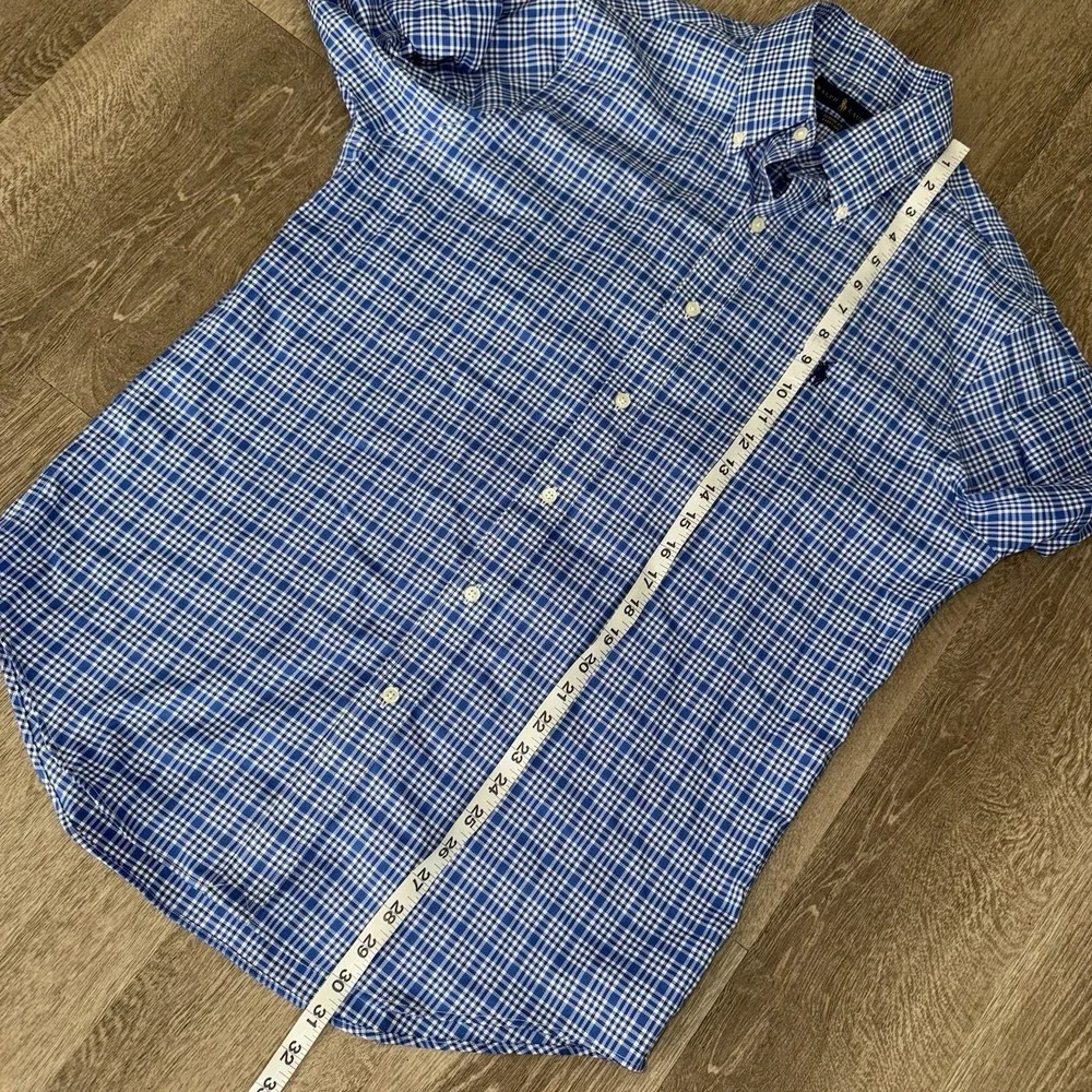 Polo Ralph Lauren Long Sleeve Button Down Easy Care Men's M Blue White‎ Plaid